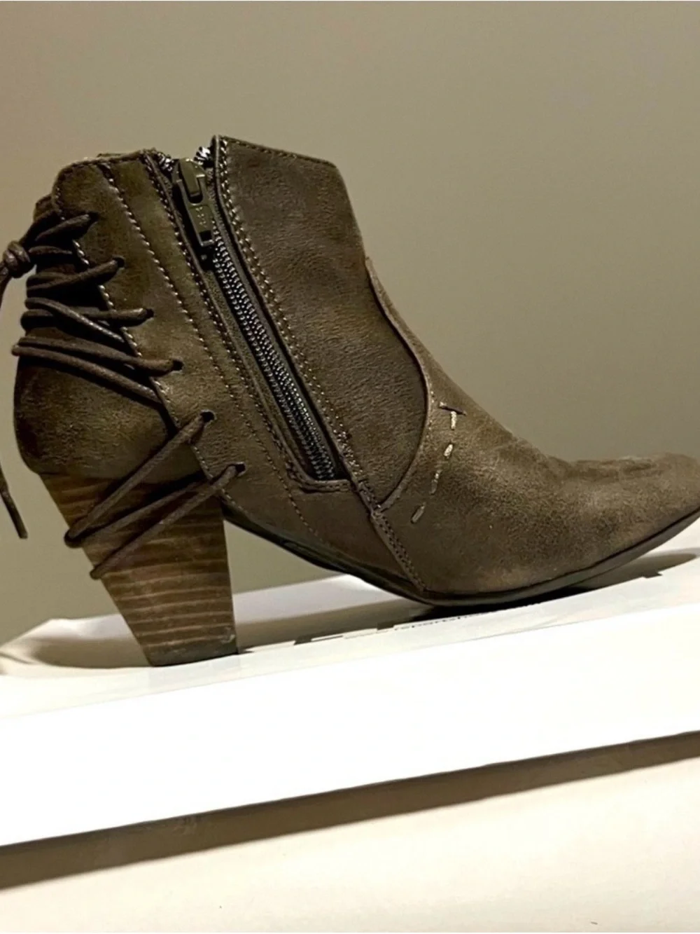 Women’s Brown Stacked Heel Ankle Boot